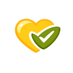 Heart-shaped icon with checkmark symbolizing heart-healthy benefits of olive oil