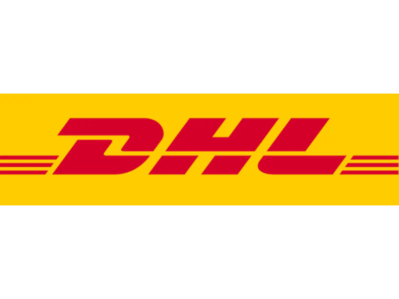 DHL Express logo representing international shipping and fast delivery